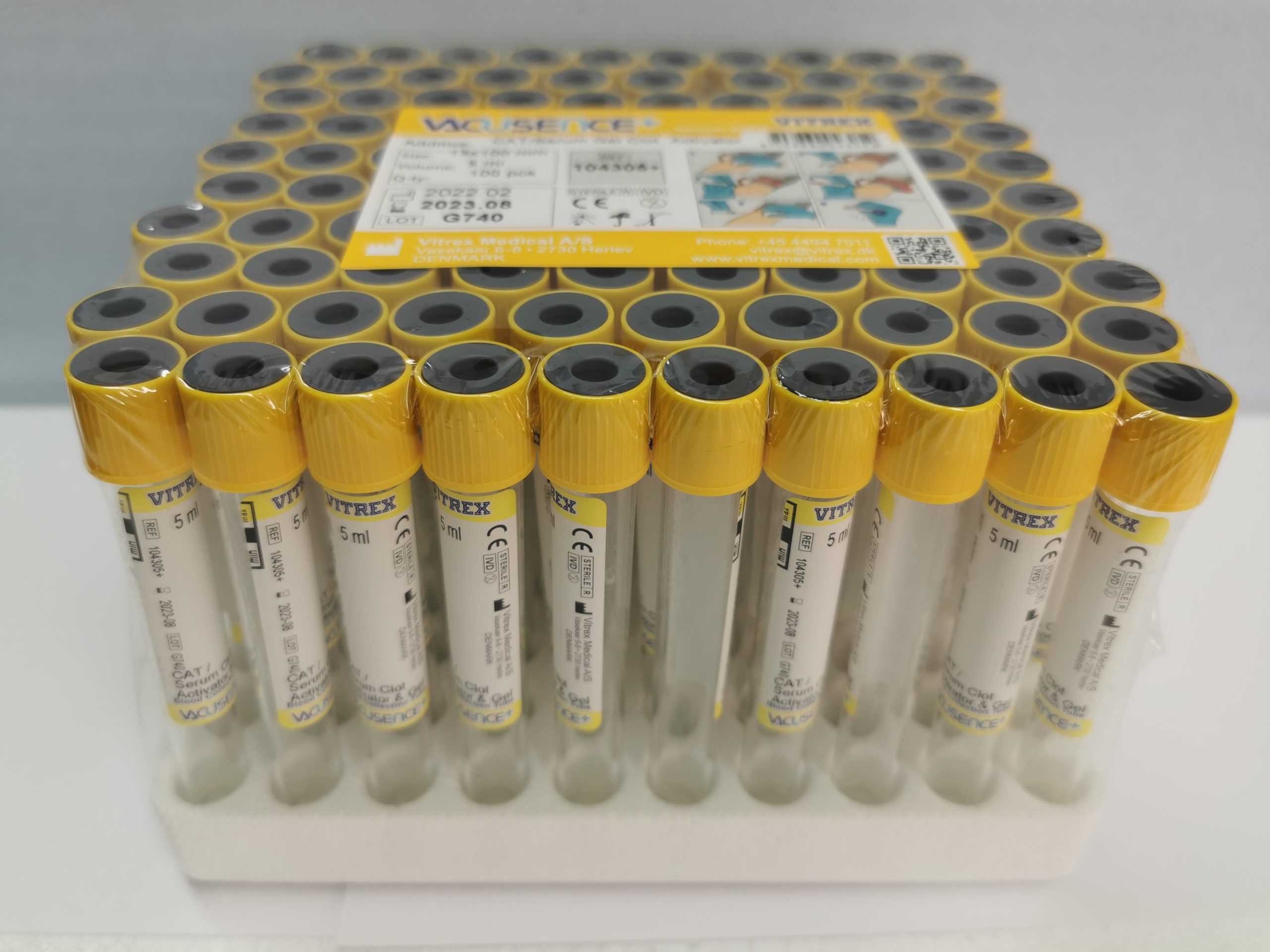 Tub de recoltare (vacutainer) biochimie VACUSENCE+ galben, 5ml, 13×100, Ser Gel Clot