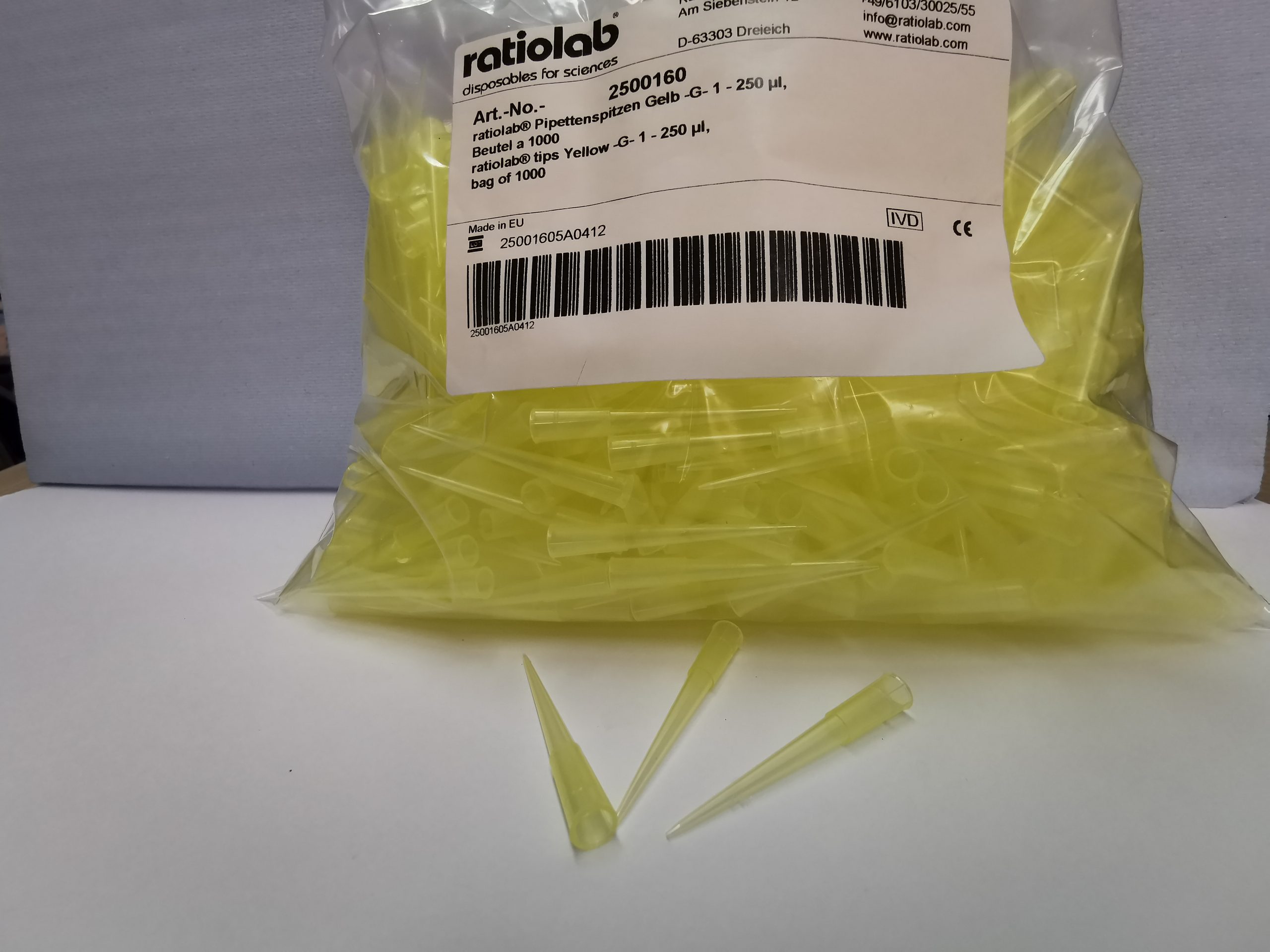 Varfuri galbene, tip Gilson, volum 0 – 200 μl, pg. a 1000 buc